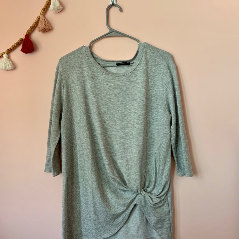 Marled Light Gray Quarter Sleeve Top